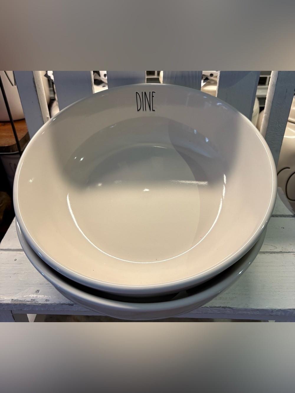 Rae Dunn Cream DINE Ceramic Serving Bowl